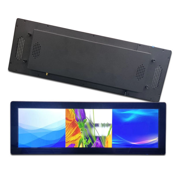 Tela estendida de 19,5 polegadas para shopping, display ultra wide, montagem em parede, display LCD de barra estendida